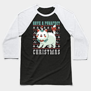 Have A Perfect Christmas, Cute Cat Christmas Baseball T-Shirt